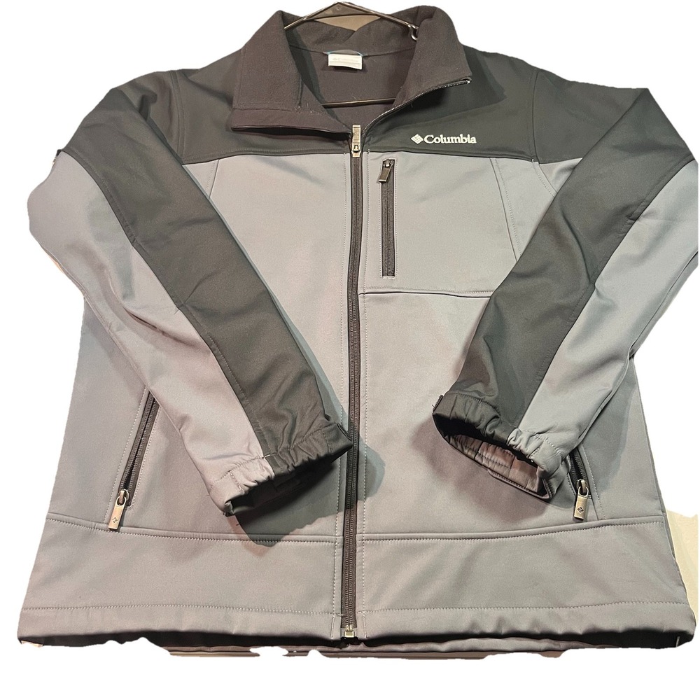 Columbia Men's Soft Shell Jacket Fleece Lined Size M Gray/black‎ EUC